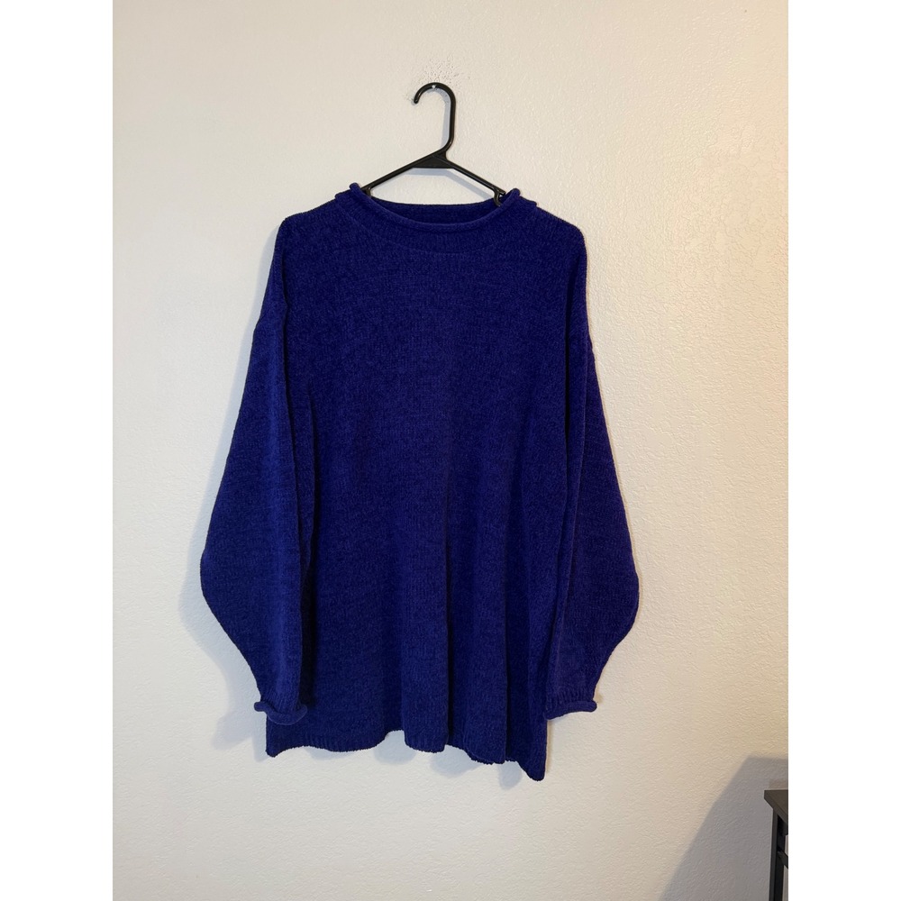 Diane Von Furstenberg Vintage Purple Chenille Knit Oversized Sweater 2X DVF